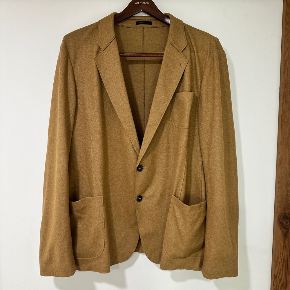 Armani Collezioni Mens 48 Camel Wool Cashmere Angora Knit Blazer Sport Coat